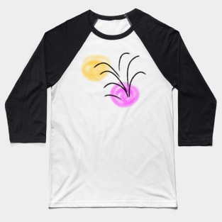 Pink yellow black abstract line art Baseball T-Shirt